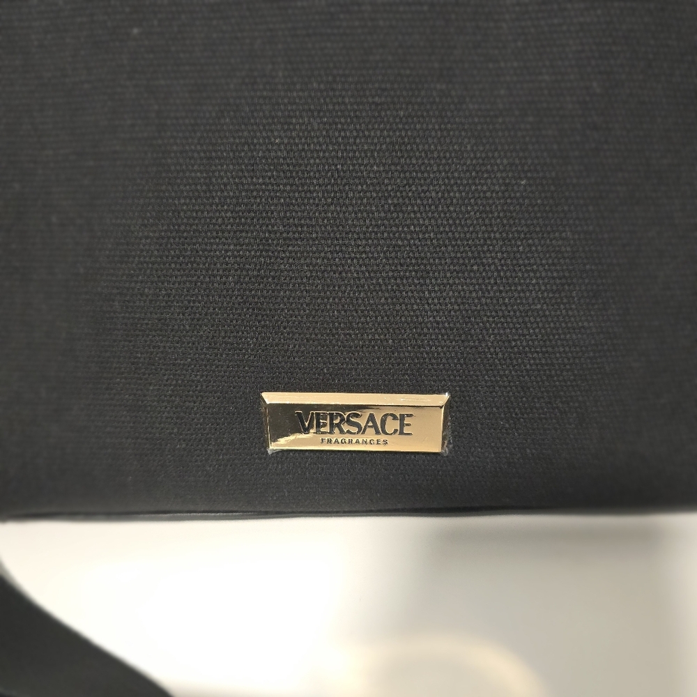 Versace Tote Bag Black Metallic Gold Handbag With Dust Bag - NEW - Picture 4 of 15